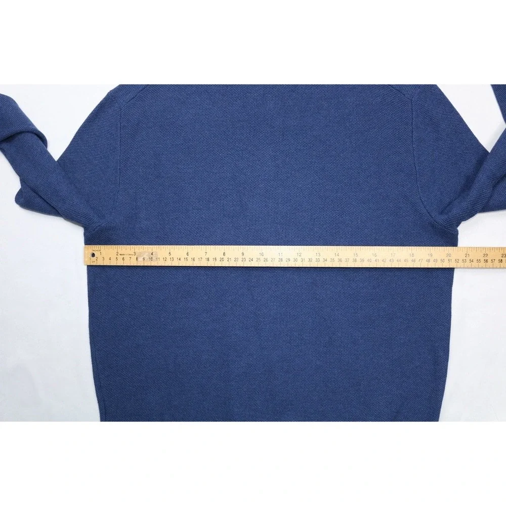 Polo Ralph Lauren Mens Waffle Knit 1/4 Zip Sweater Navy Blue Red Sz M Small Pony
